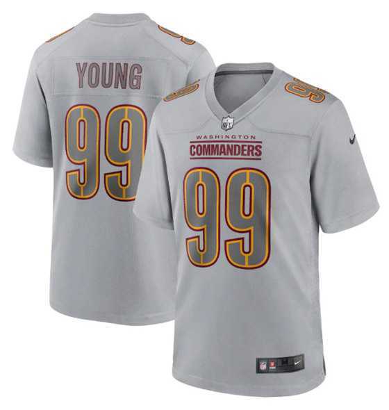 Mens Washington Commanders #99 Chase Young Gray Atmosphere Fashion Stitched Game Jersey Dzhi